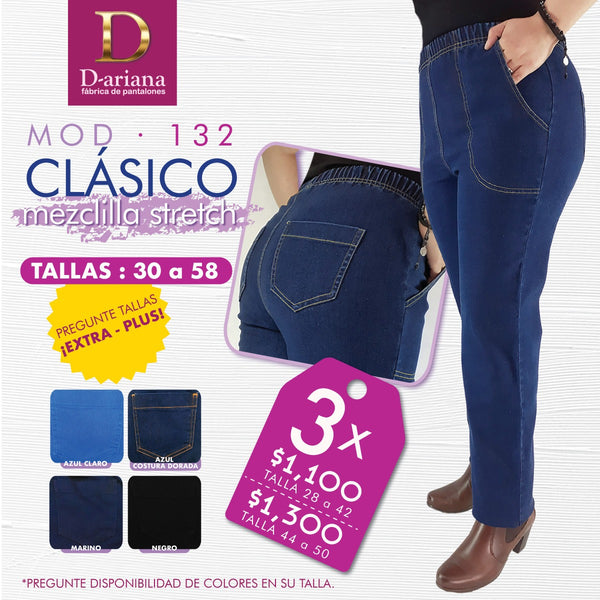 Pantalón de Vestir Dama Parada Collection Plus Azul- Varias Tallas